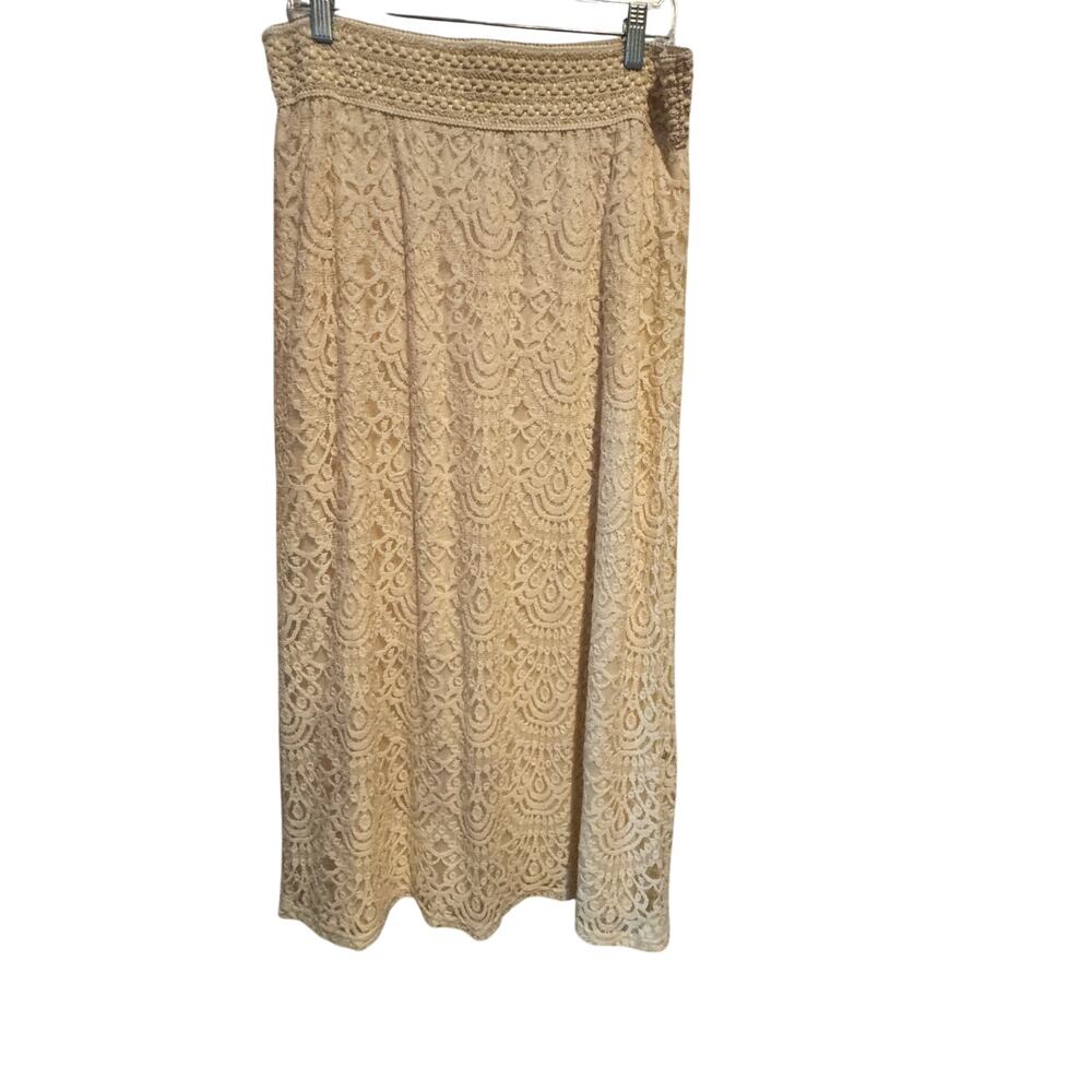 Cato Boho Hippie Festival Cottagecore Crochet Lace Maxi Skirt Women's Size L - Picture 5 of 9